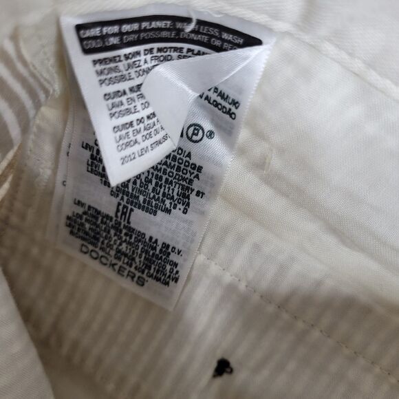 NEW 38 LEVI'S DOCKERS striped Tan white COTTON SHORTS pockets NWT - Picture 7 of 12